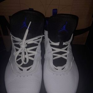 Jordan Men's White and Black Sneakers with Blue Accents